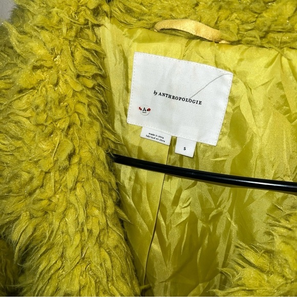 Anthropologie Lime Green Faux Fur Shag Jacket Small - Picture 3 of 5